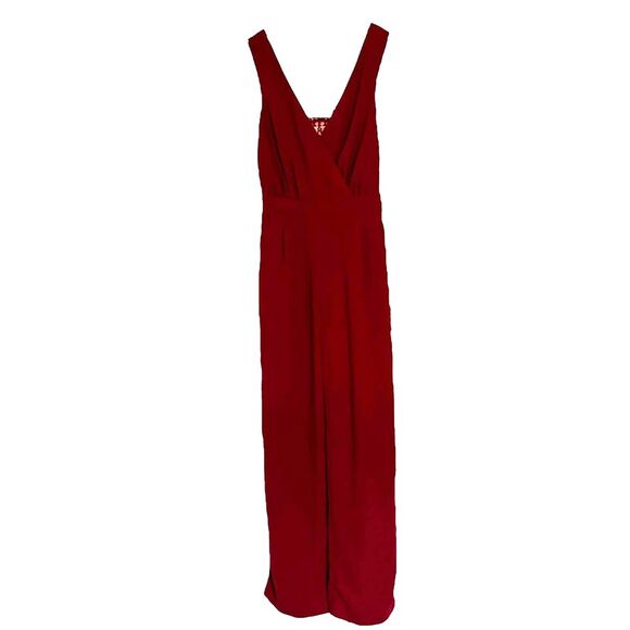 NWT Lulus Kiska Burgundy Lace Wide Leg Jumpsuit S - Picture 5 of 12